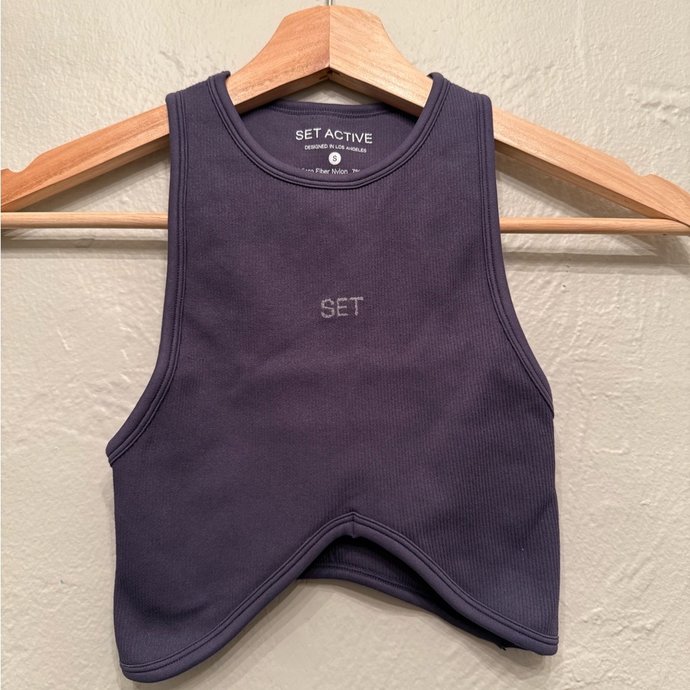 SET Active Women's Ribbed Cropped Tank Top in Purple